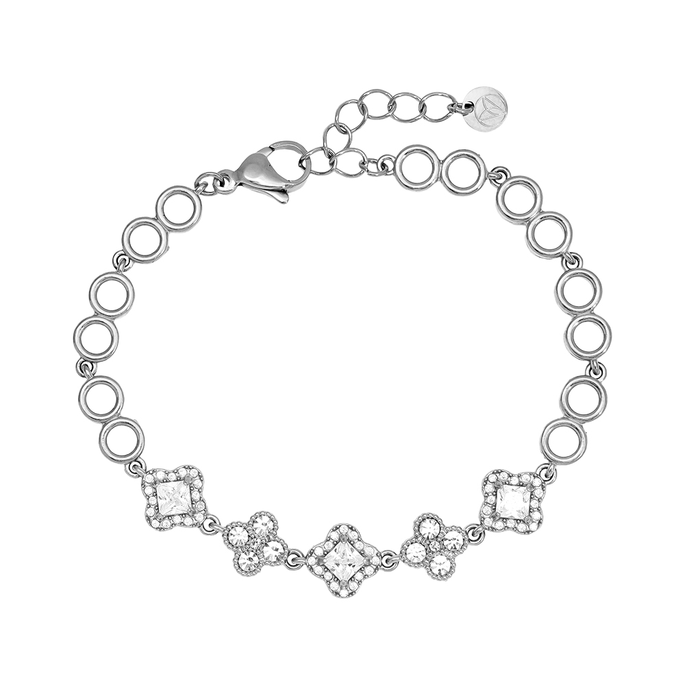 Stainless steel bracelet 16cm Various Fancy Diamond Flower