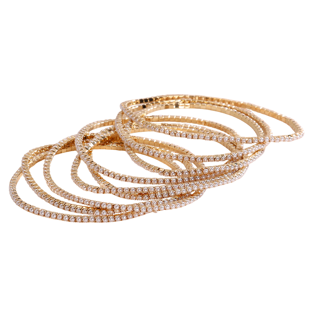 48pcs Adjustable mini pearl metal alloy bracelet set