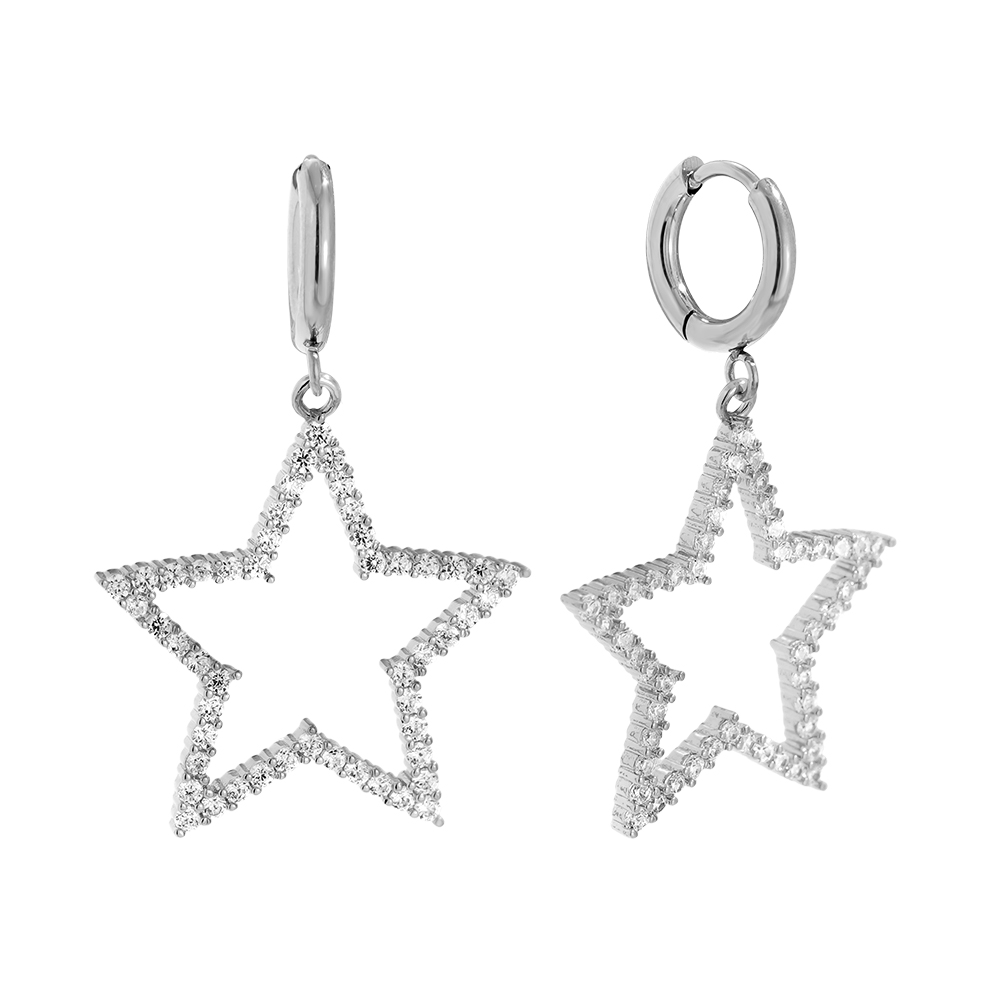40mm Diamond Star stainless steel earrings