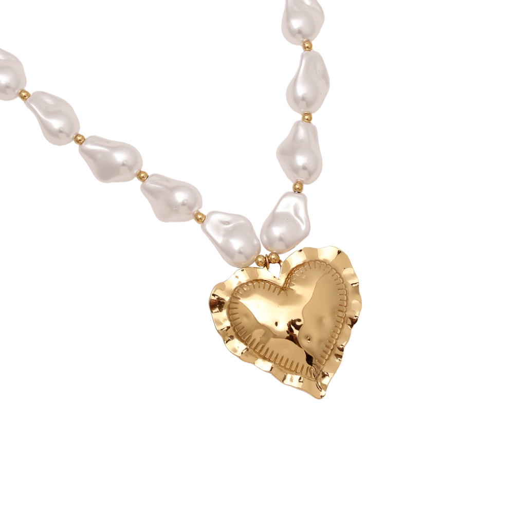 40cm Great Heart In Pearl Chain stainless steel necklace      