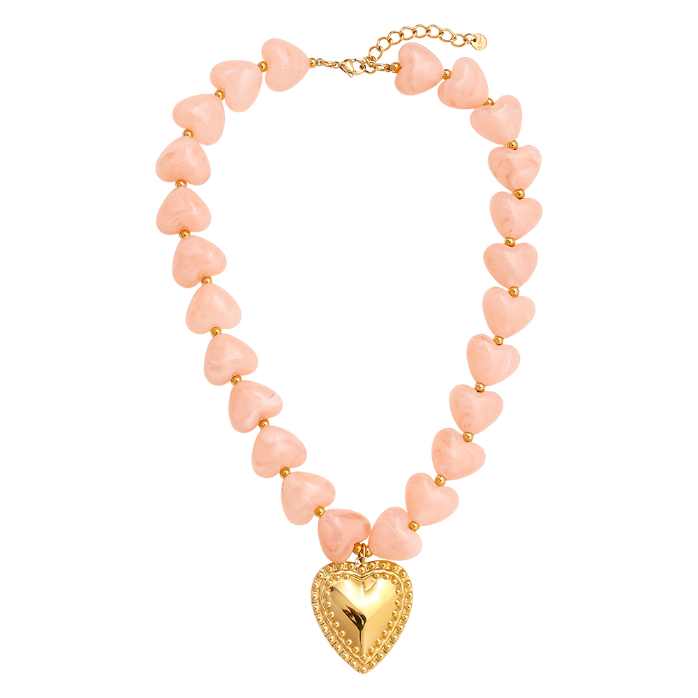 45cm Acrylic Heart Chian stainless steel necklaces 