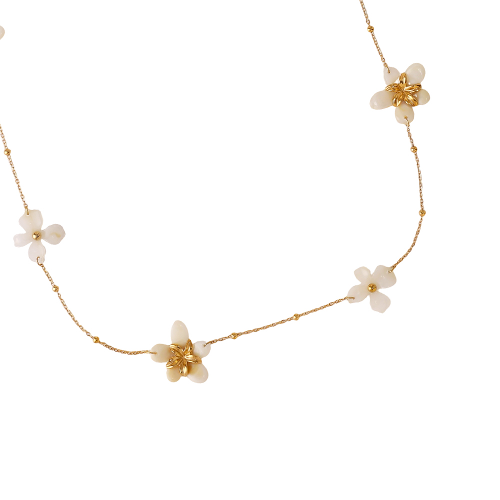 94cm acrylic flower stainless steel necklace      