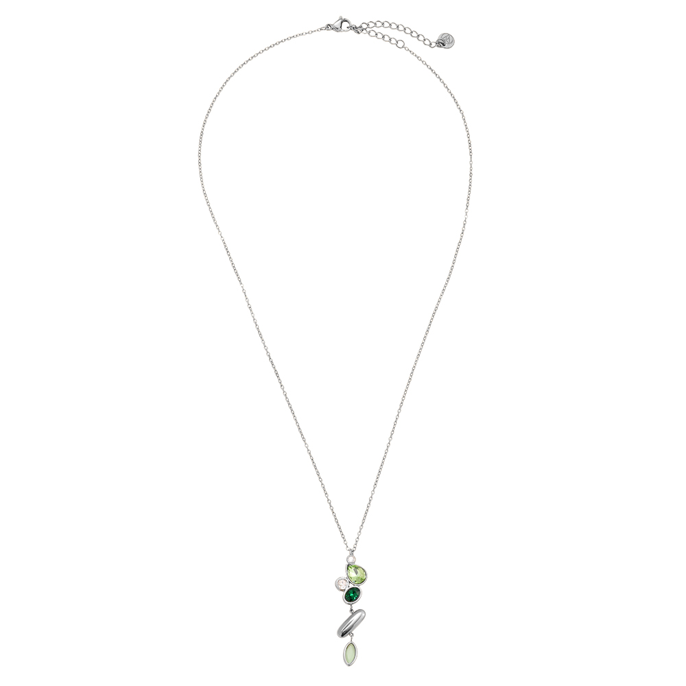 42cm green stone stainless steel necklace