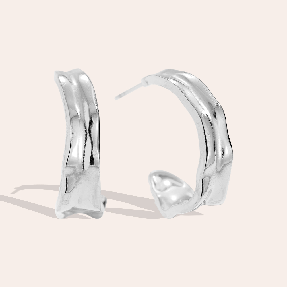 25mm textured stainless steel earrings