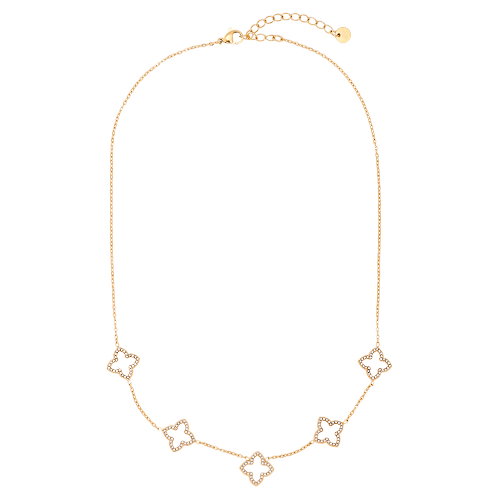 40cm Sparkling Lucky Flower stainless steel necklace     