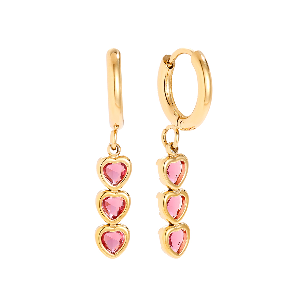 1.2*3cm Three Heart Heart stainless steel earrings    