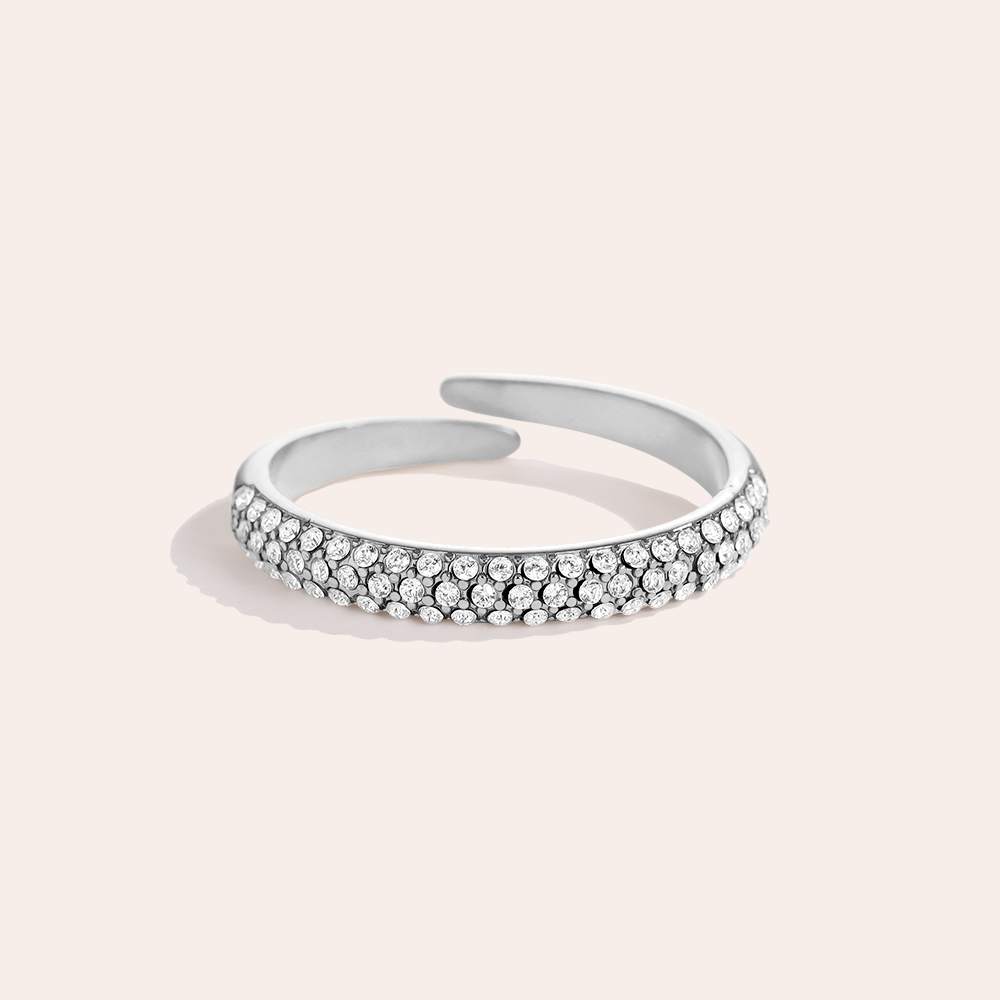 Nice Half Diamond stainless steel ring    
