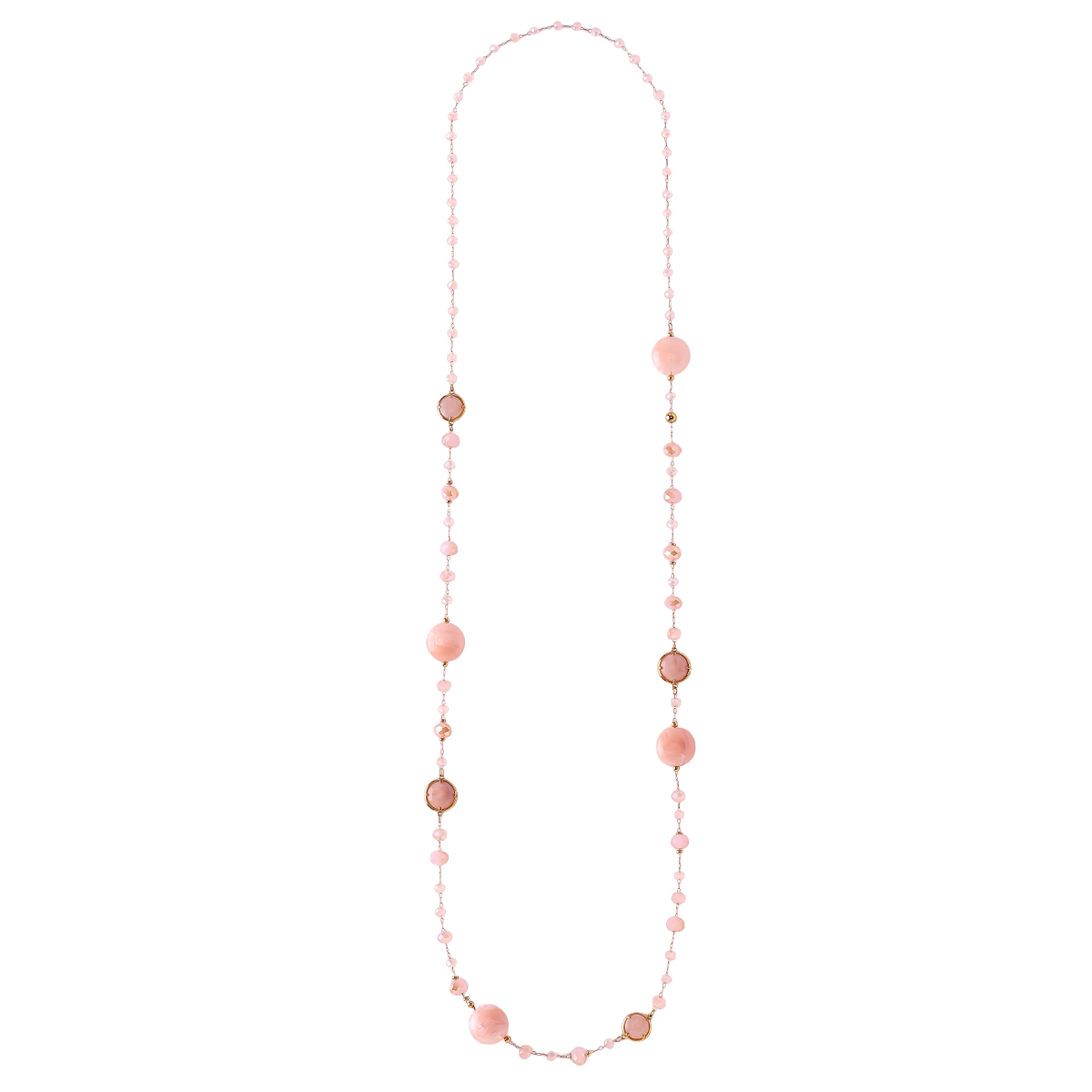 96cm resin crystals stainless steel necklace