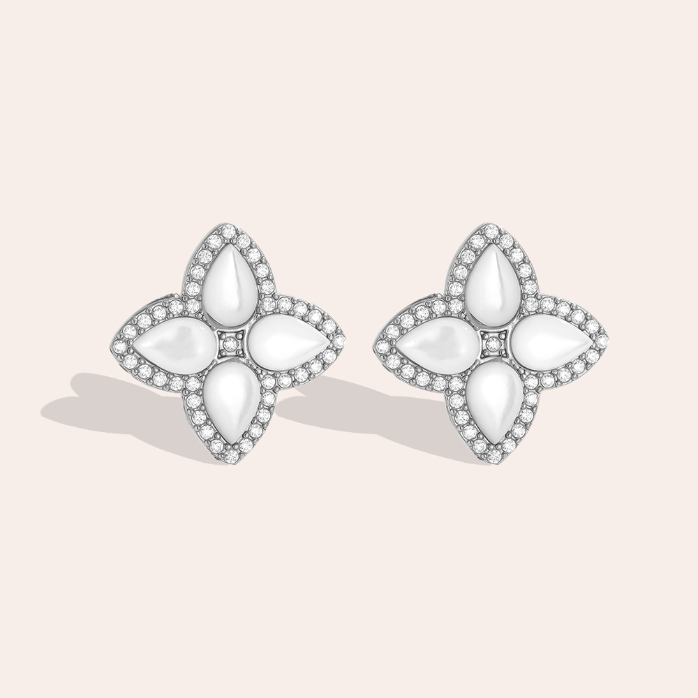 15mm Nice Diamond Luckly Flower stainless steel earrings   