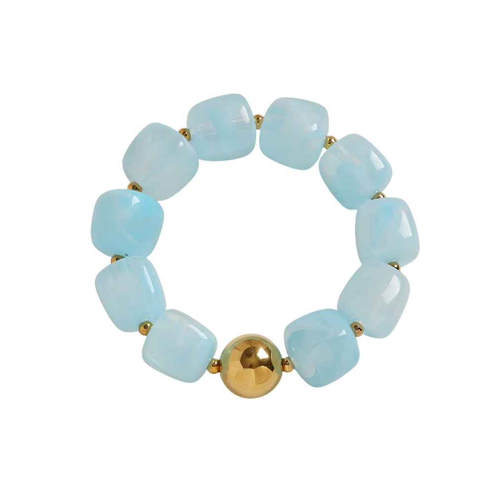 Adjustable resin square round shape stainless steel bracelet