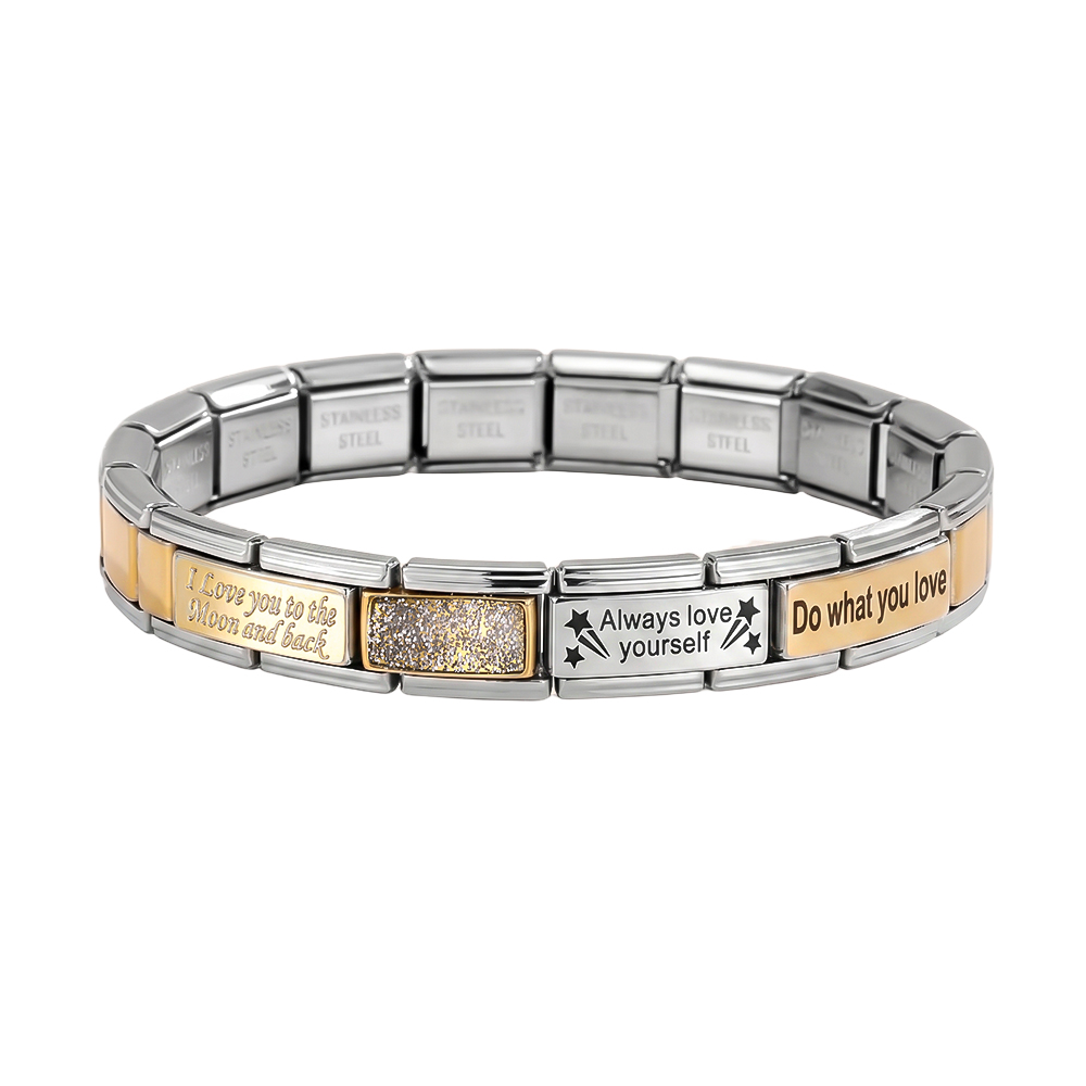 adjustable modular charms stainless steel bracelet    