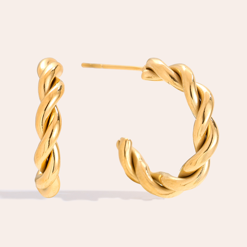 20mm Fine Twist Hoop Stainless Steel Earrings     