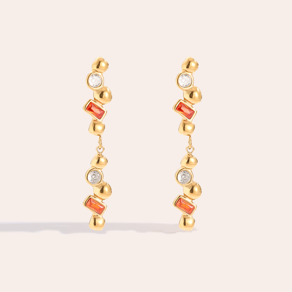 0.6*3.6cm Nice Diamond Long Stainless Steel Earrings 