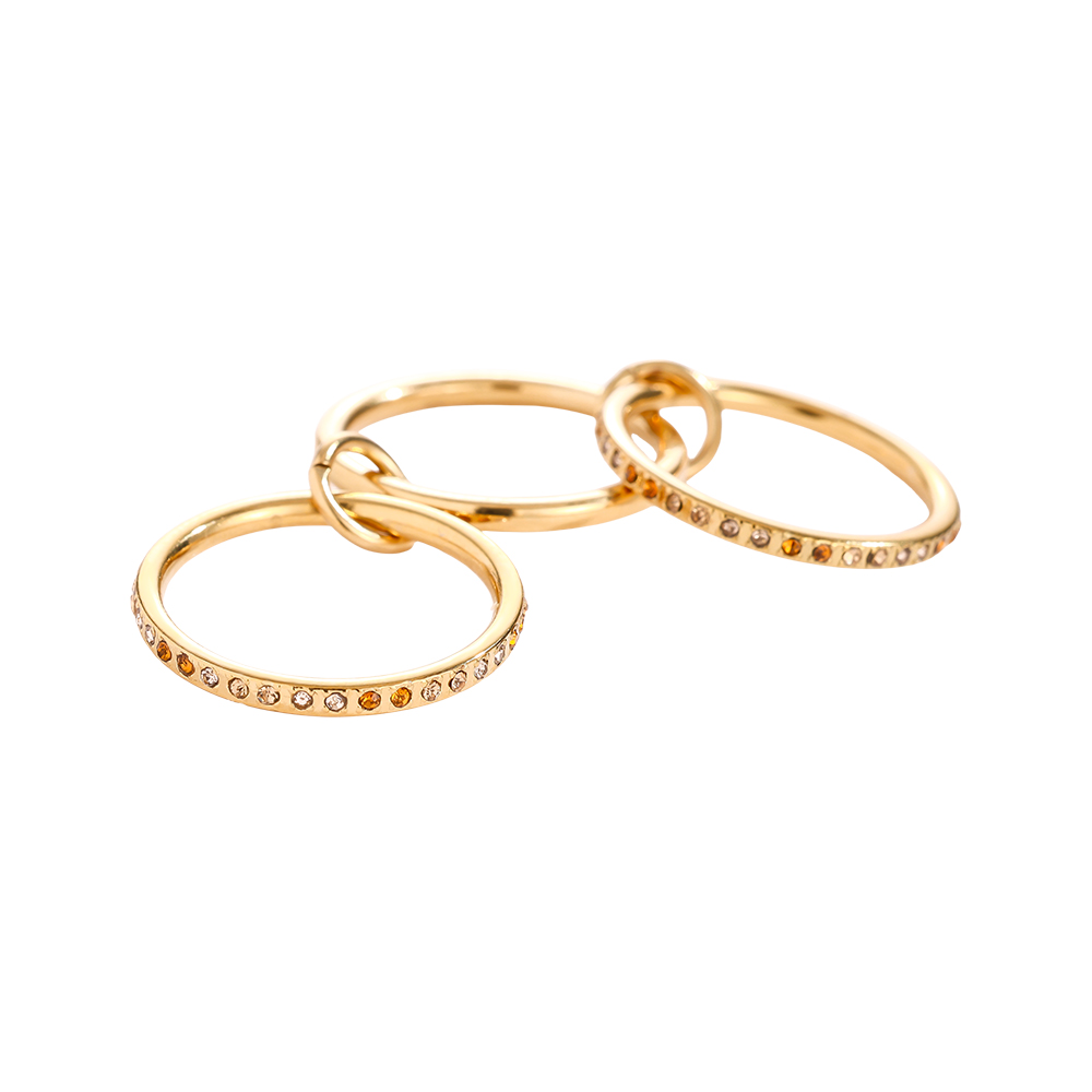 Three Layer Brown Colour Gradient Diamond Stainless Steel Ring    