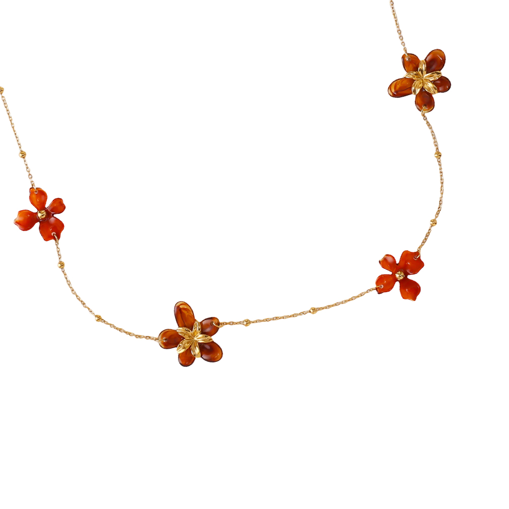 94cm acrylic flower stainless steel necklace      