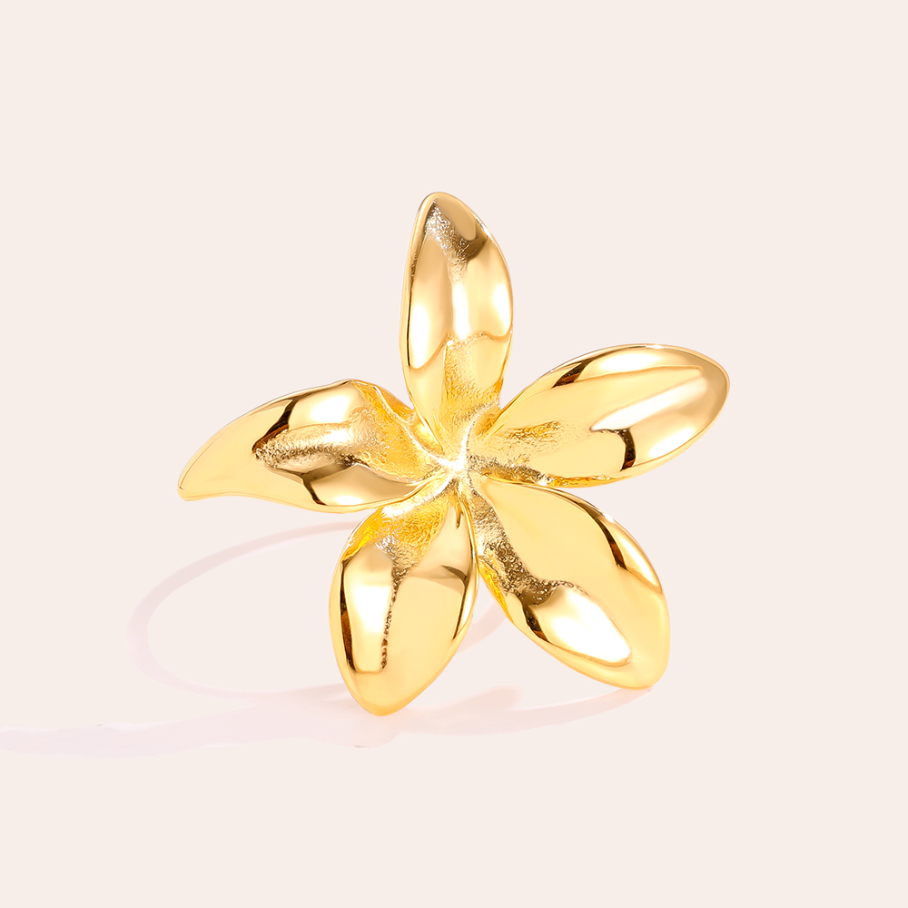 Big Size Flower Stainless Steel Ring    