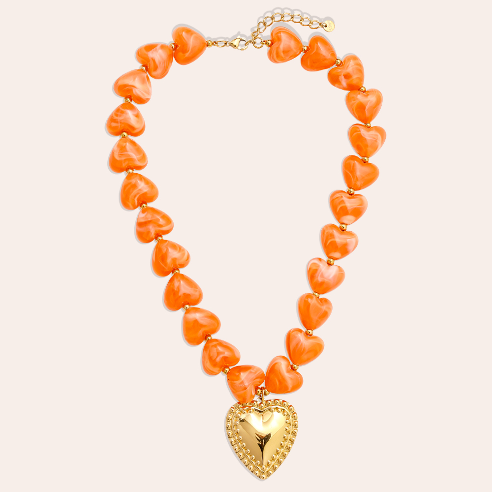 45cm Acrylic Heart Chian stainless steel necklaces 