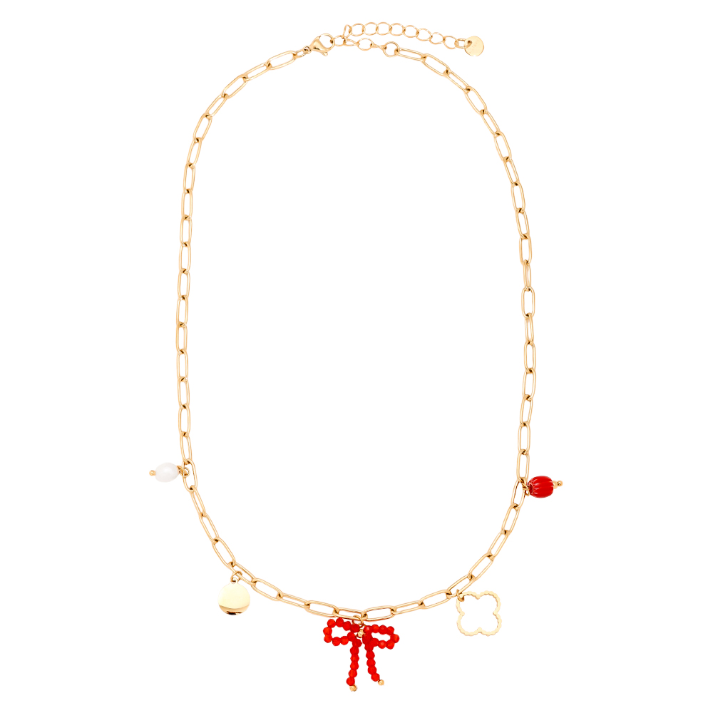 43cm Sweet Various Charms stainless steel necklace       