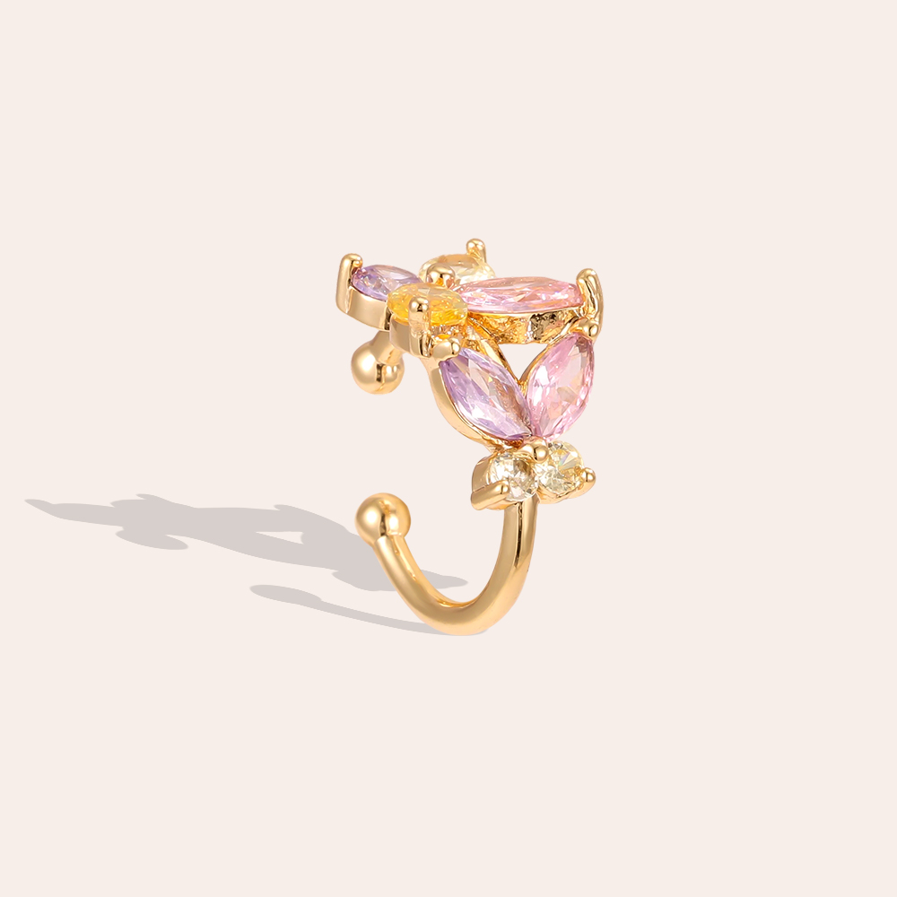 Gold-plated ear cuffs 15mm zirconia butterfly