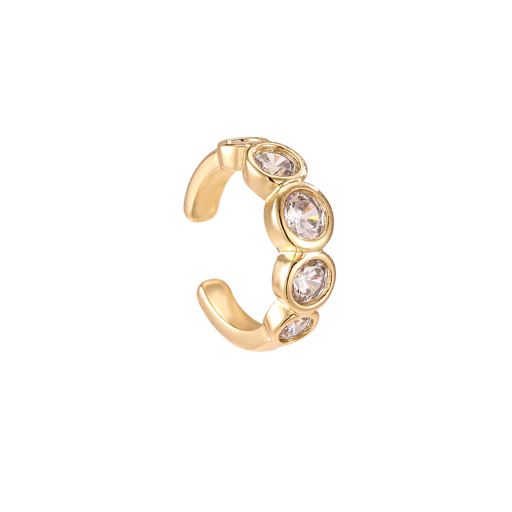 Gold-plated ear cuffs 14mm large round zirconia  