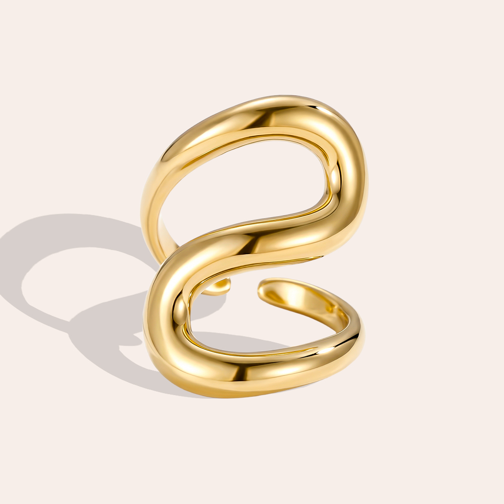 Stainless steel ring, adjustable, S-shaped