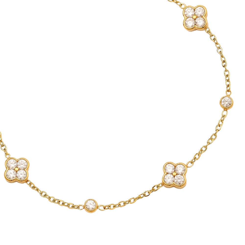 17cm fine zirconia cloverleaf stainless steel bracelet 