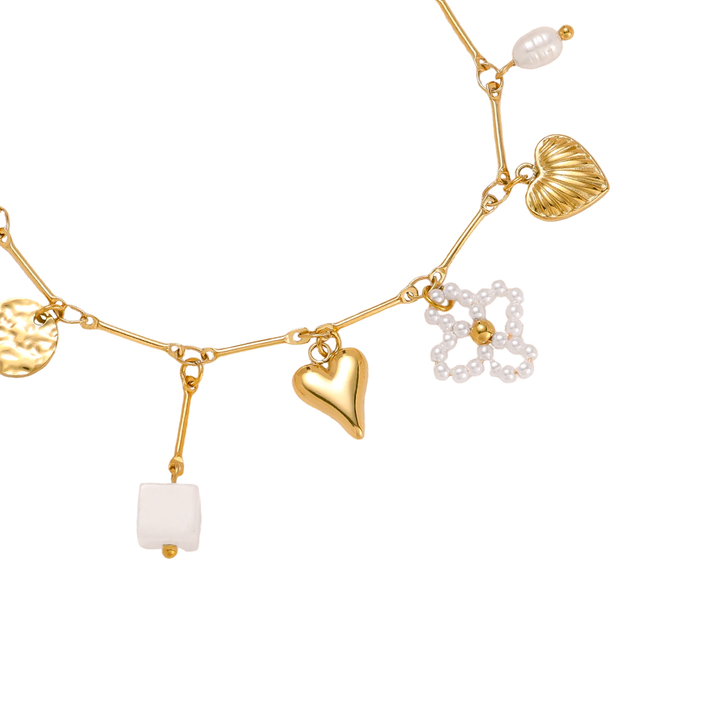 17cm heart and flower stainless steel bracelet  