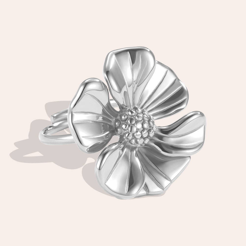 Stainless steel ring Adjustable beautiful flowers