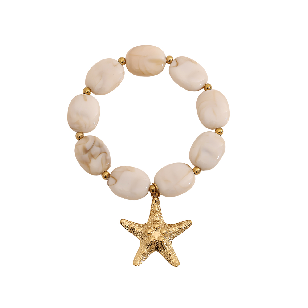 Elasticated golden starfish and acrylic stainless steel bracelet        