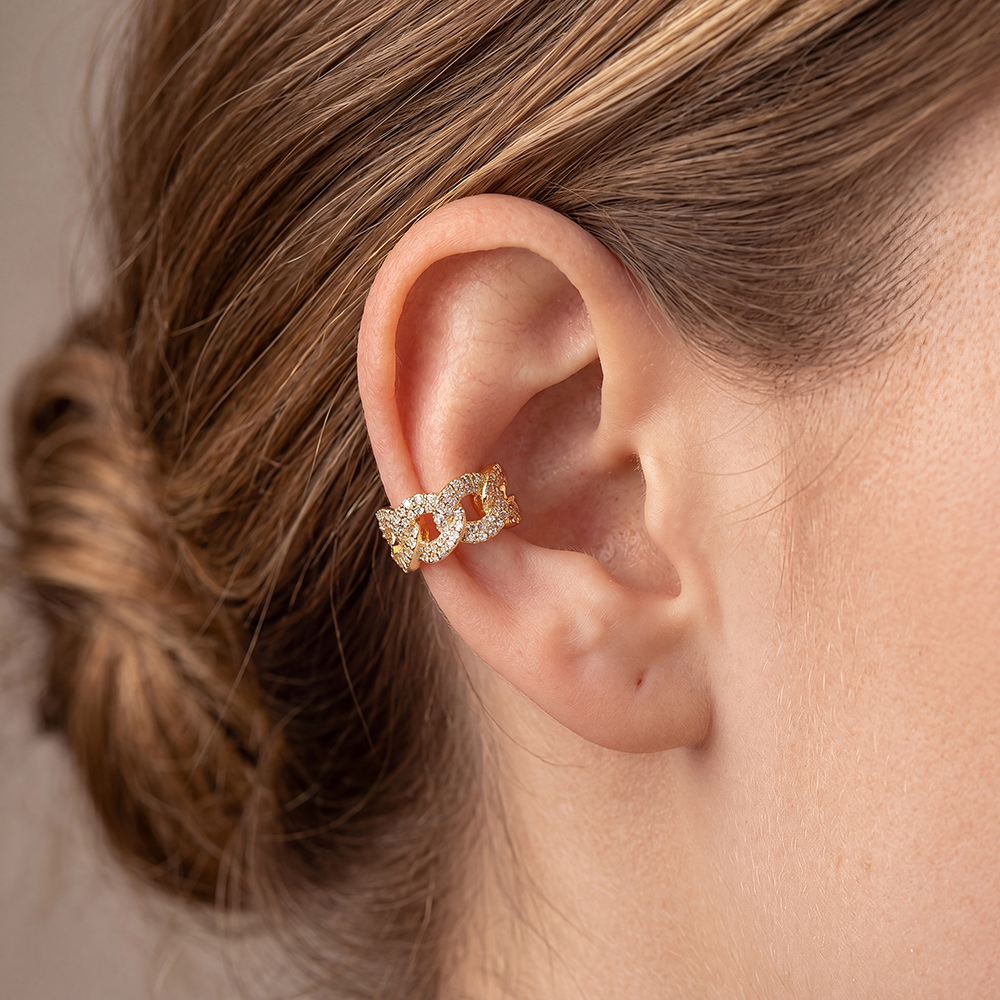 Gold-plated ear cuffs 15mm zirconia pig nose