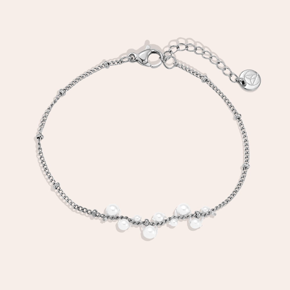 17cm Pearl Dots stainless steel bracelet   