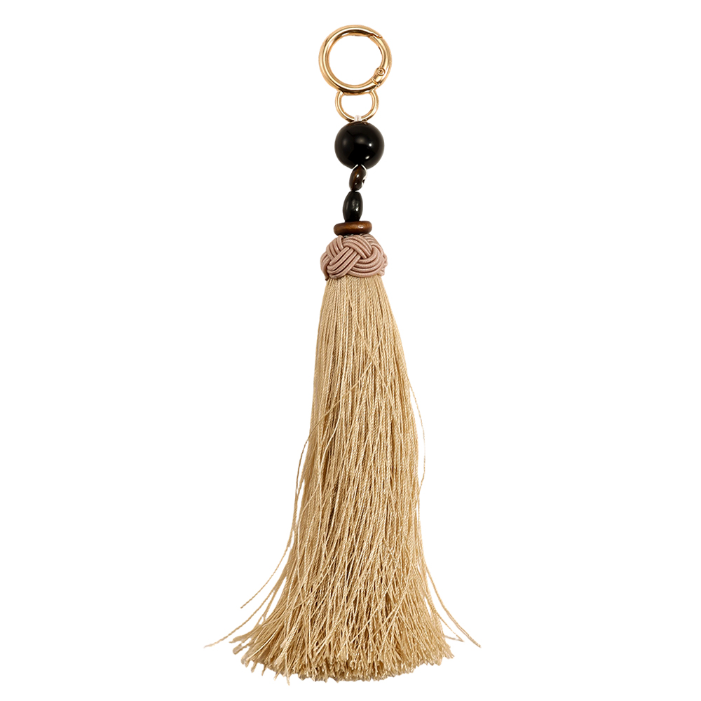 20cm Beige tassel bag charm key ring