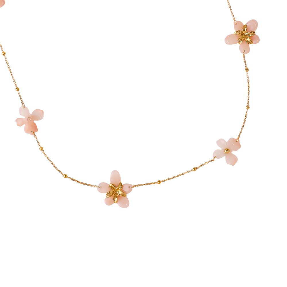 94cm acrylic flower stainless steel necklace      