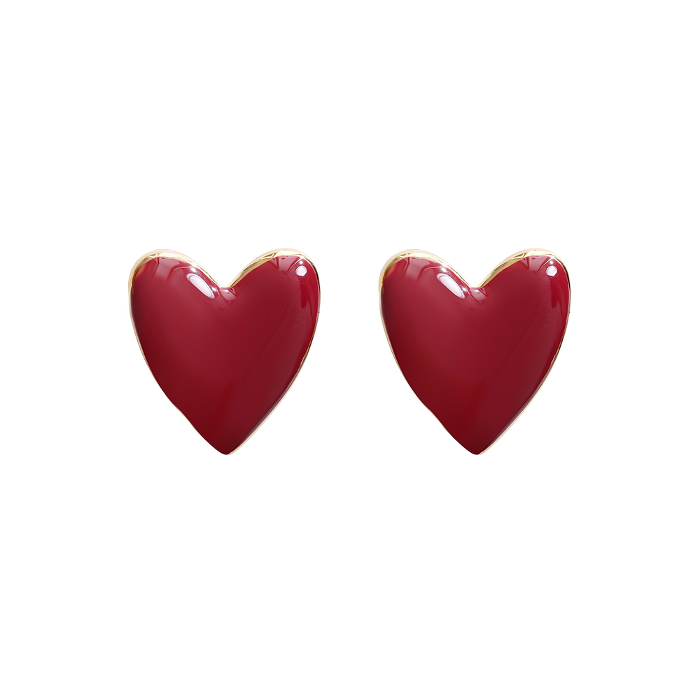 1.8*1.9cm Red Heart Stainless Steel Earrings      