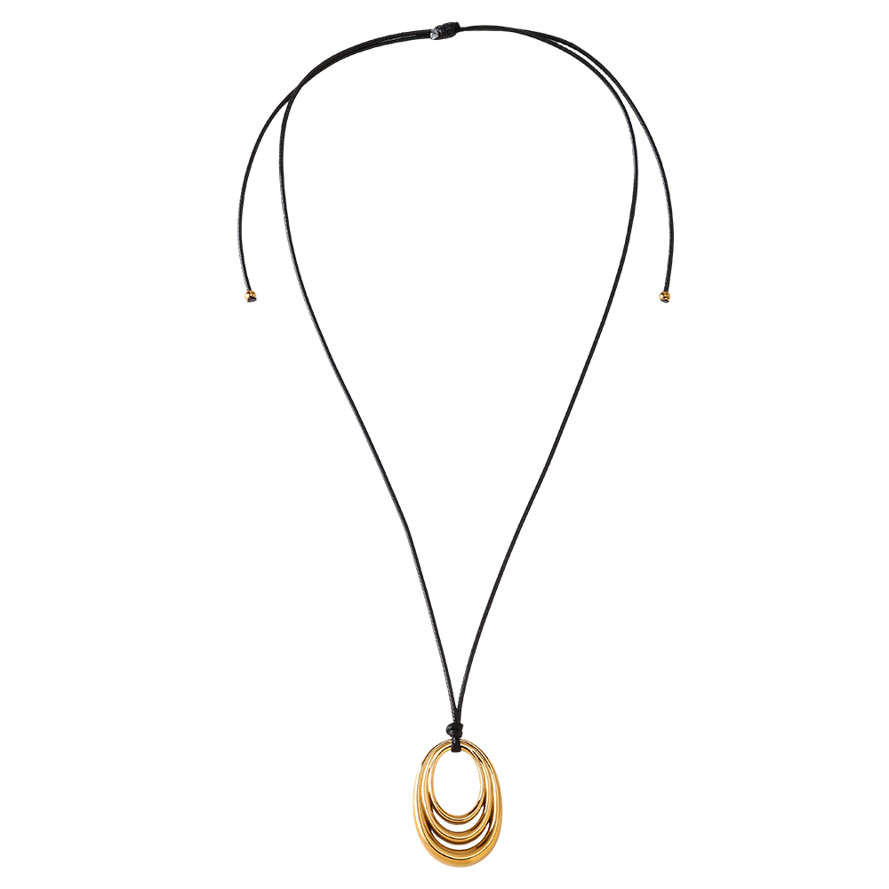 90cm multi-layered circle stainless steel pendant necklace