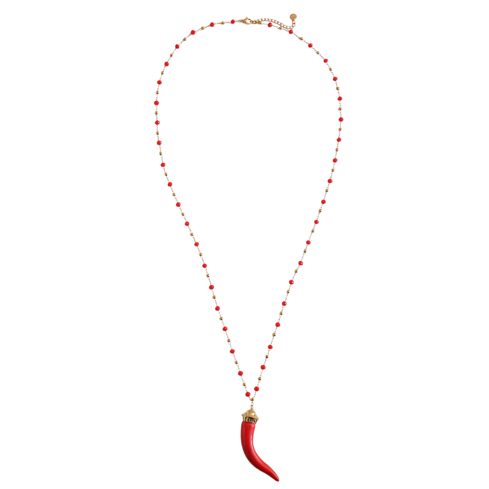 80cm acrylic chilli shape stainless steel necklace     