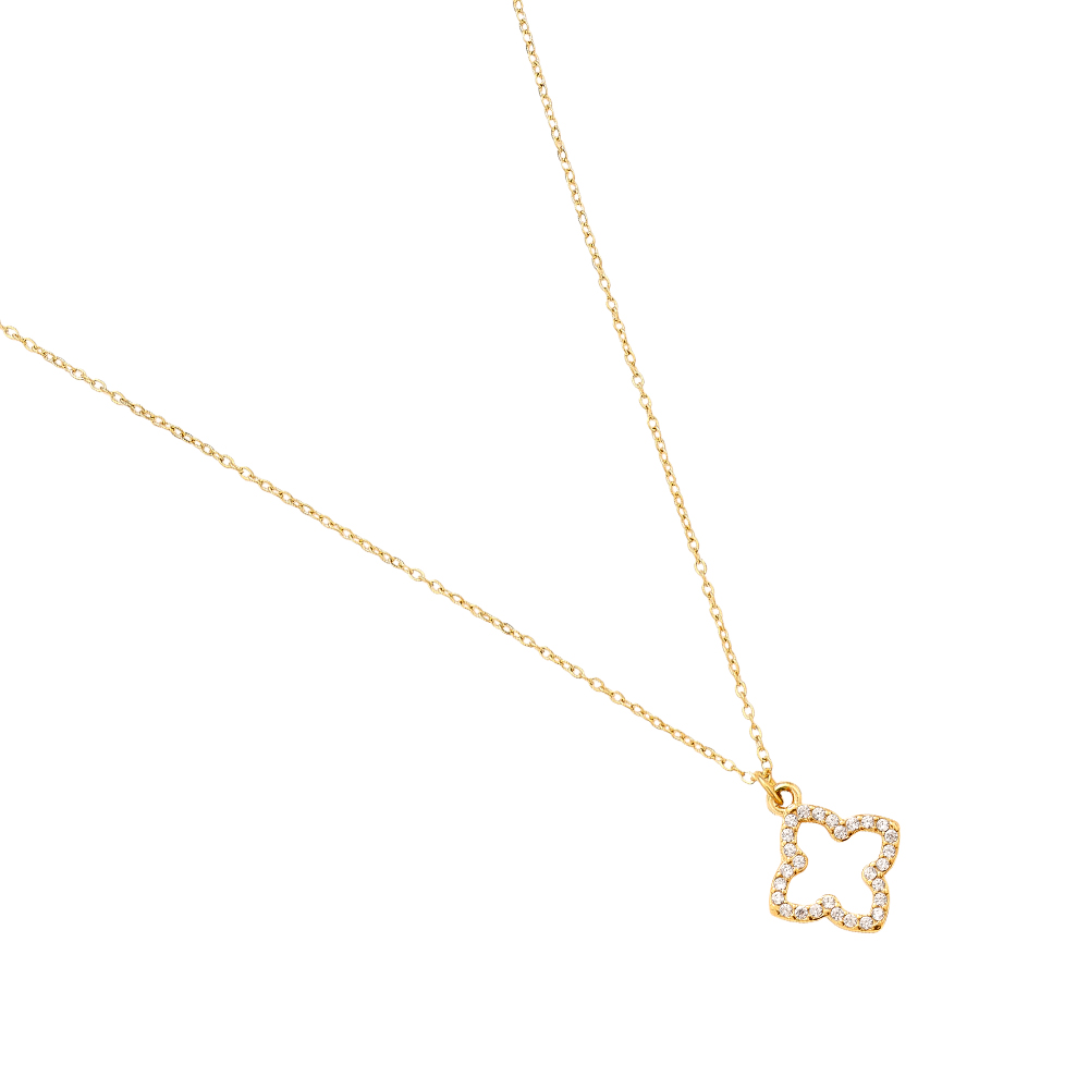 40cm Classic Diamond Lucky Flower stainless steel necklace  