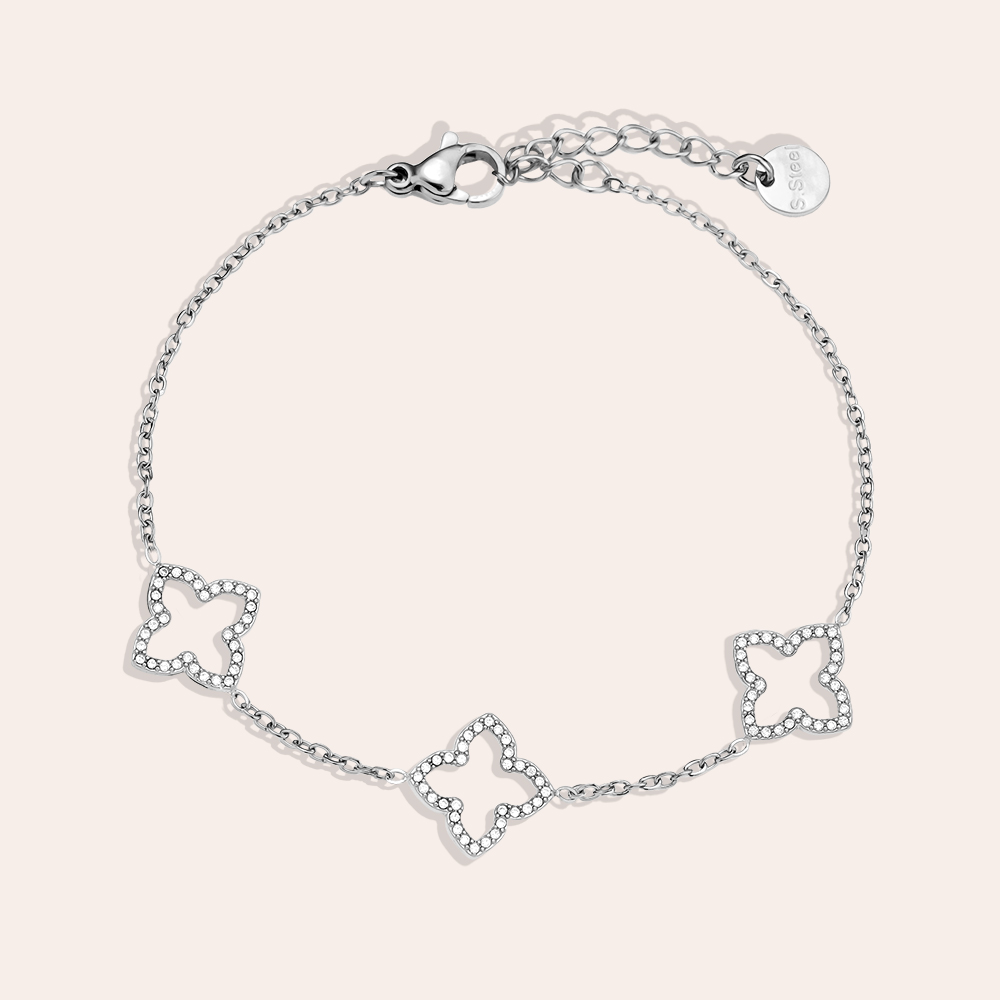 17cm Sparkling Lucky Flower stainless steel bracelet         17cm Sparkling Lucky Flower stainless steel bracelet