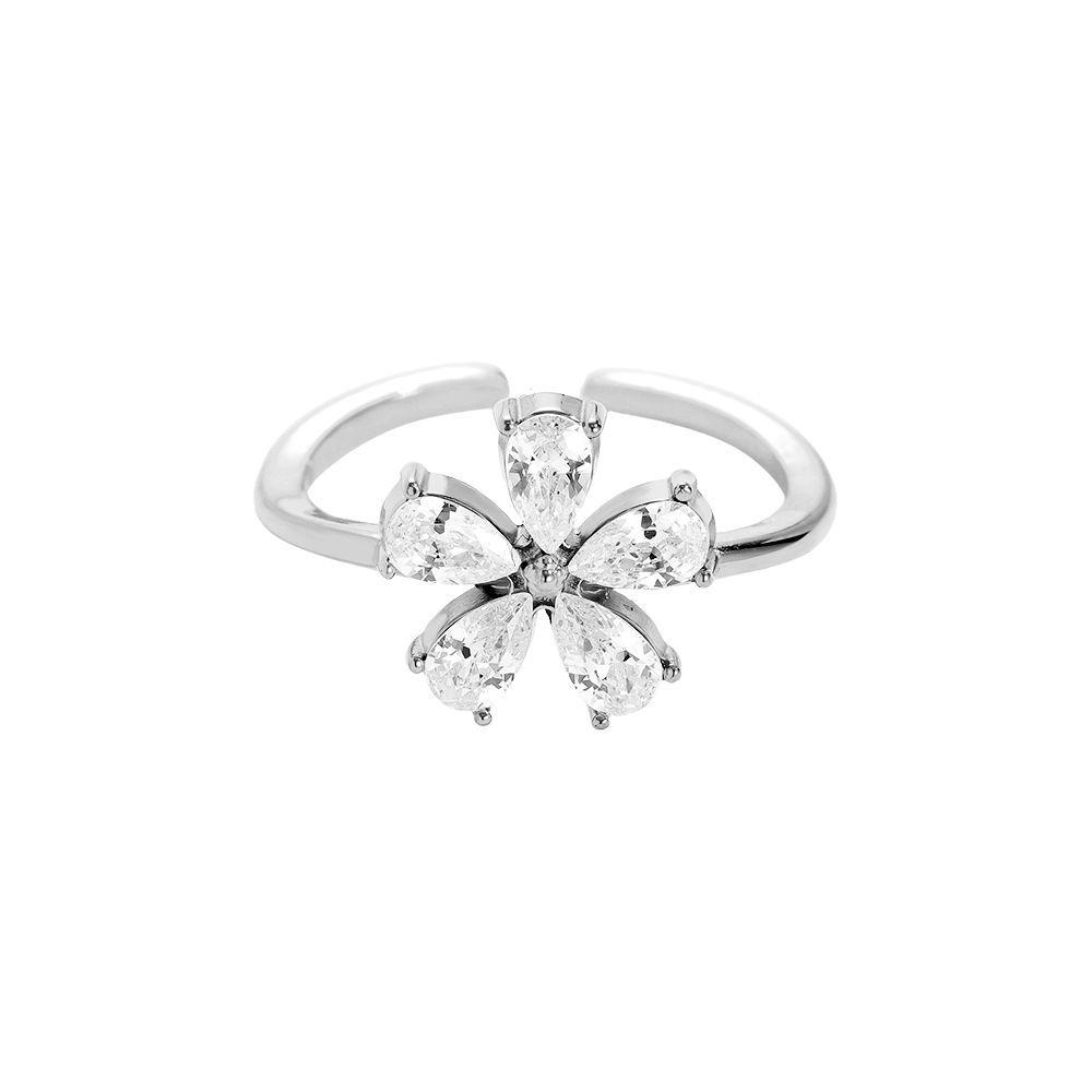 Diamond Flower stainless steel ring   