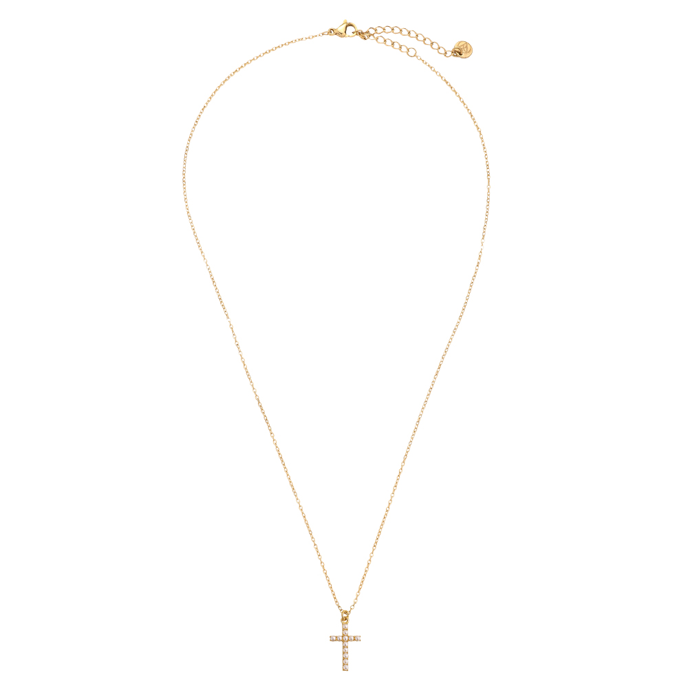 40cm pearl cross stainless steel necklace    