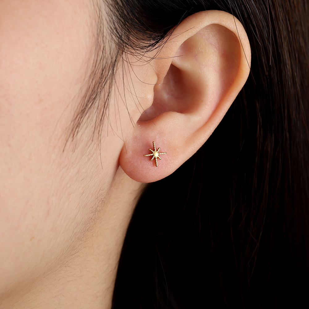 Stainless steel earrings 8mm Sharp Star