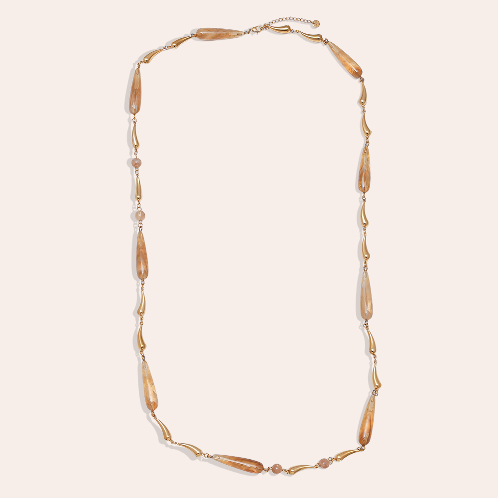 97cm Long Drop Resin Stainless Steel Necklaces   