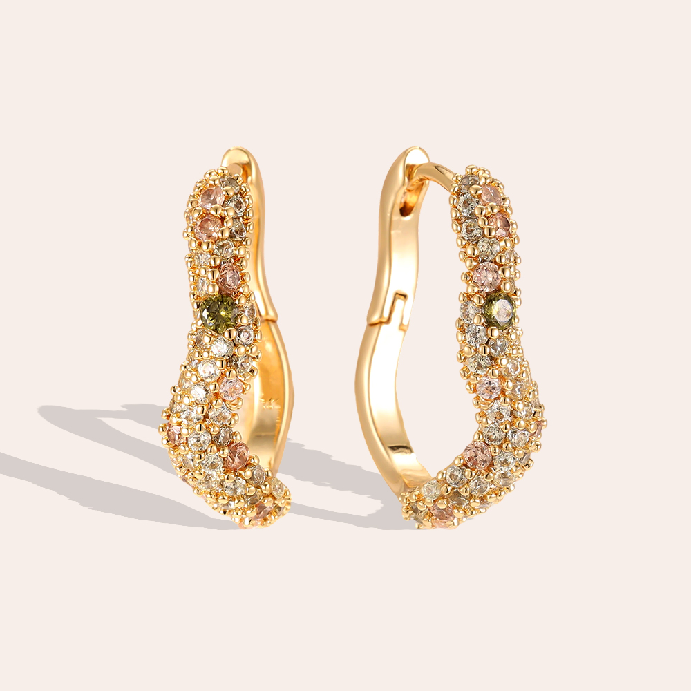 20mm Zirconia Soft Wave Gold-Plated Earrings    
