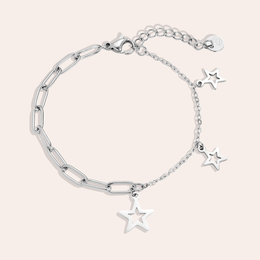 Stainless steel bracelet 16cm Hollow Stars