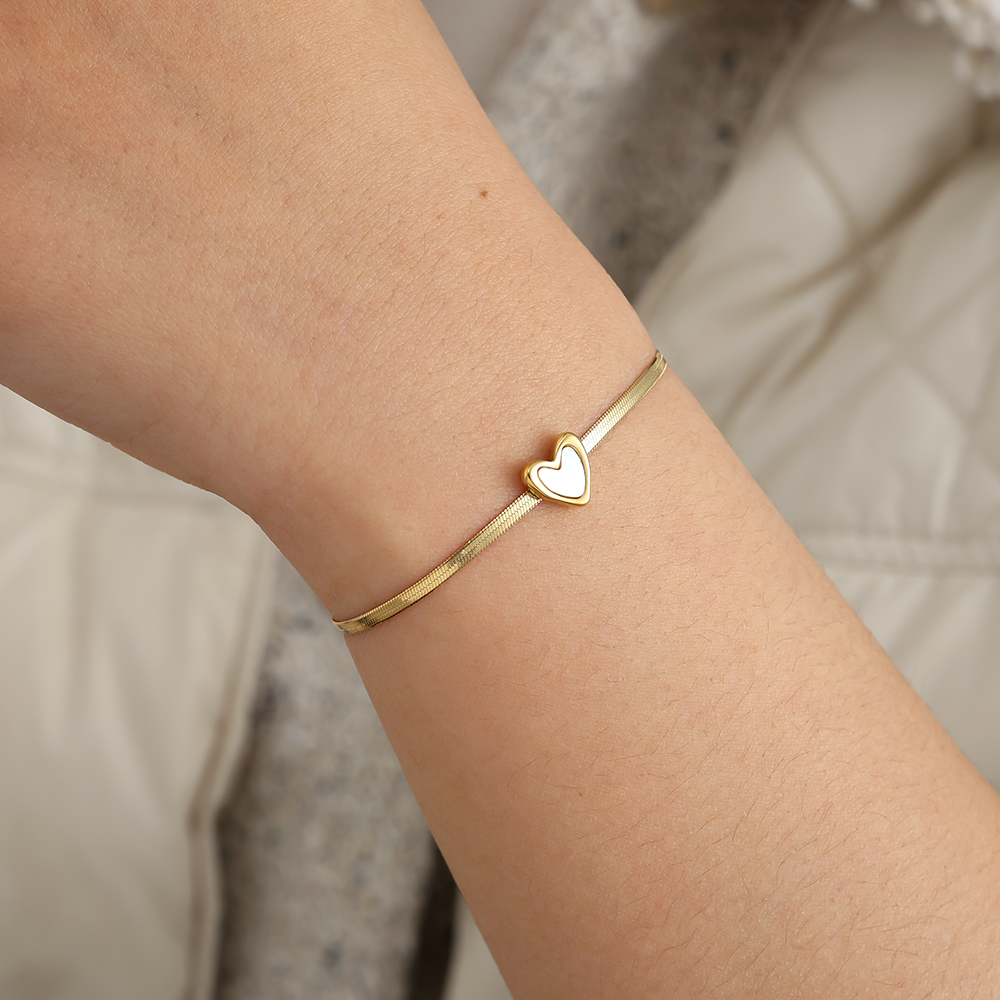 17cm Shell Heart stainless steel bracelet   