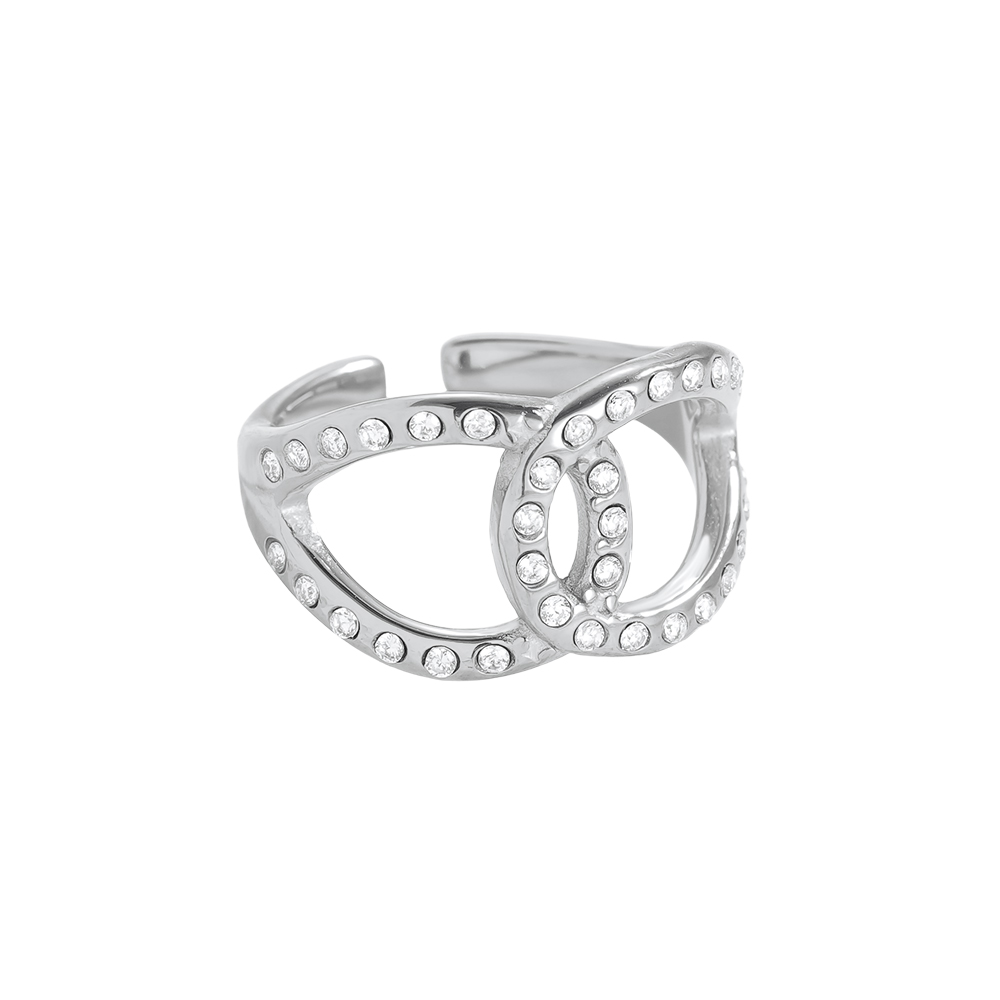 Two Diamond Drop Cycle Stainless Steel Ring    