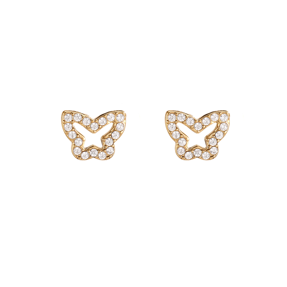 9mm zirconia butterfly stainless steel earrings    