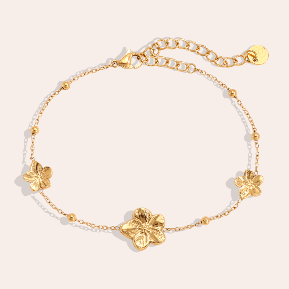 Stainless steel bracelet 16cm three flowers