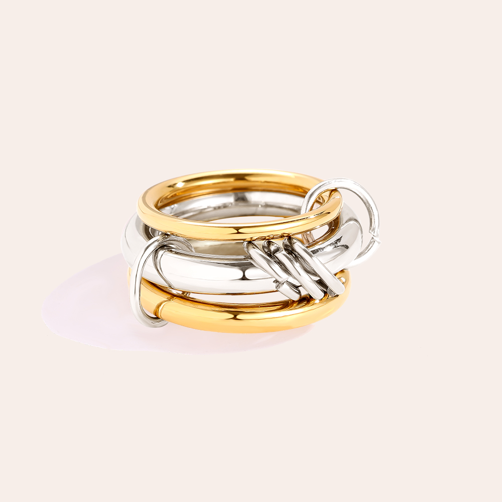 Three Layer Gold And Silver Ring Set Stainless Steel Ring    