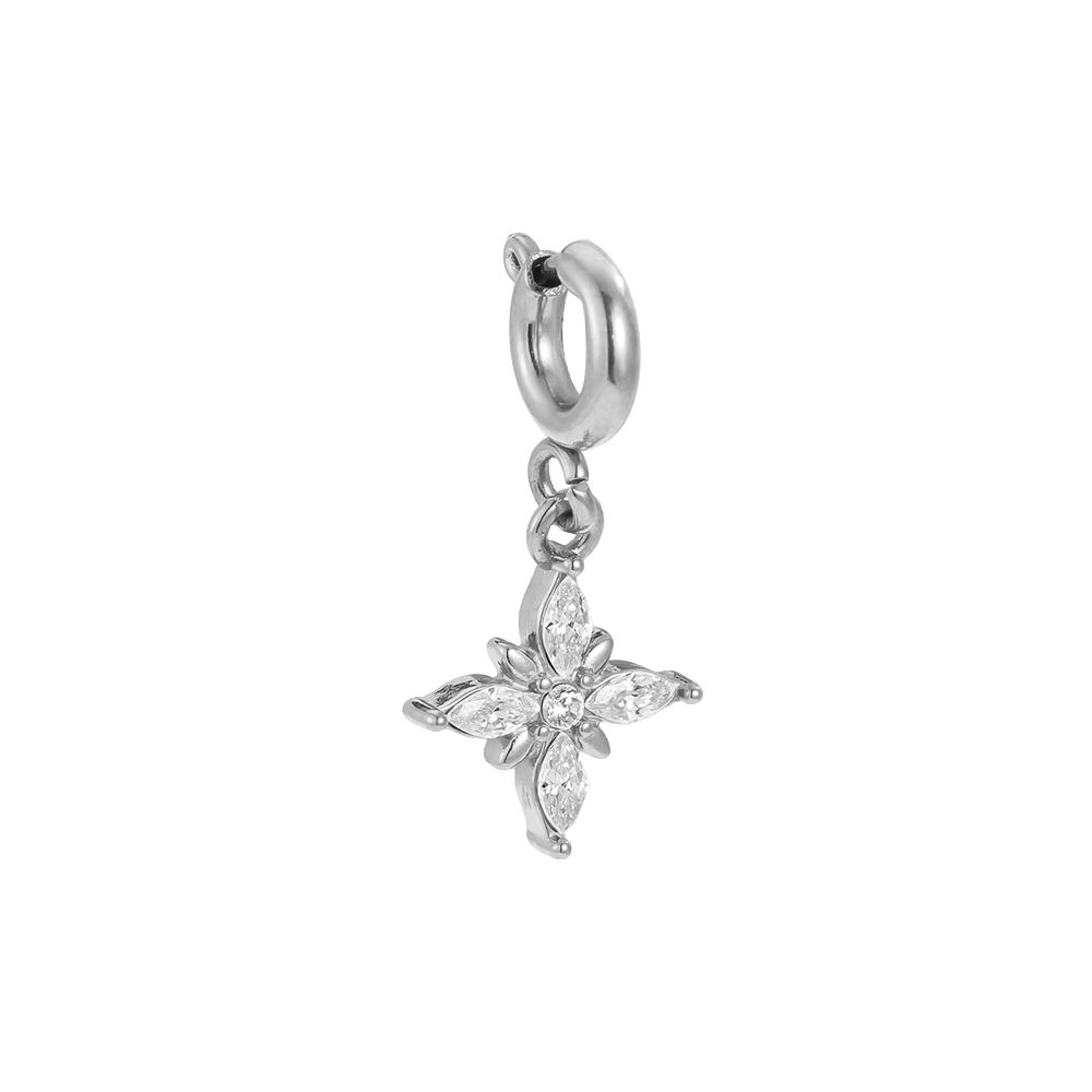 19mm zirconia star with spring clasp stainless steel pendant